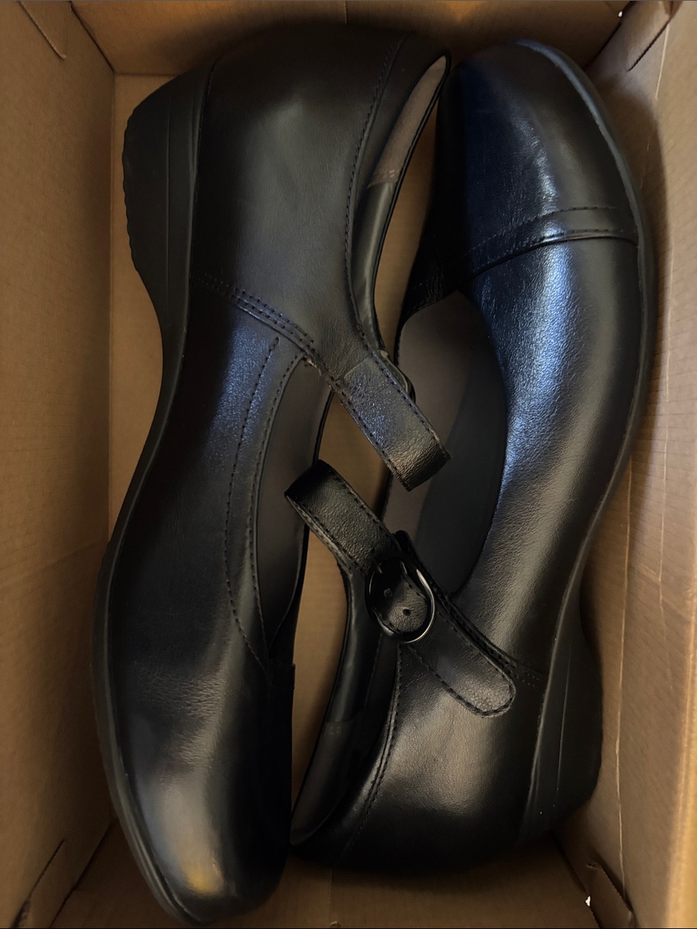 Black Leather Dansko Fawna Mary Jane Shoes - Wide 11 US/41 EU